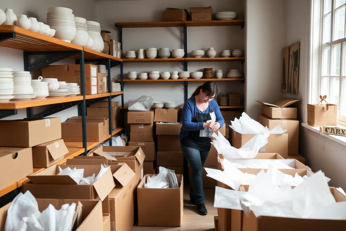 Packing orders at the Aljarash Home studio in Boston